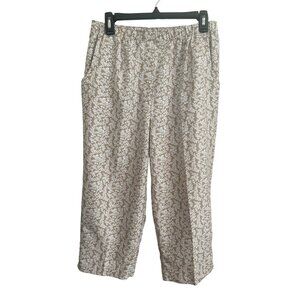 Alia Women's Tan & White Floral Print Capri Pants Size 12